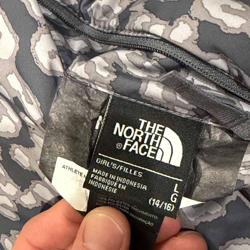 The North Face Girls Reversible Mossbud Leopard Fur Lined Winter jacket size L‎